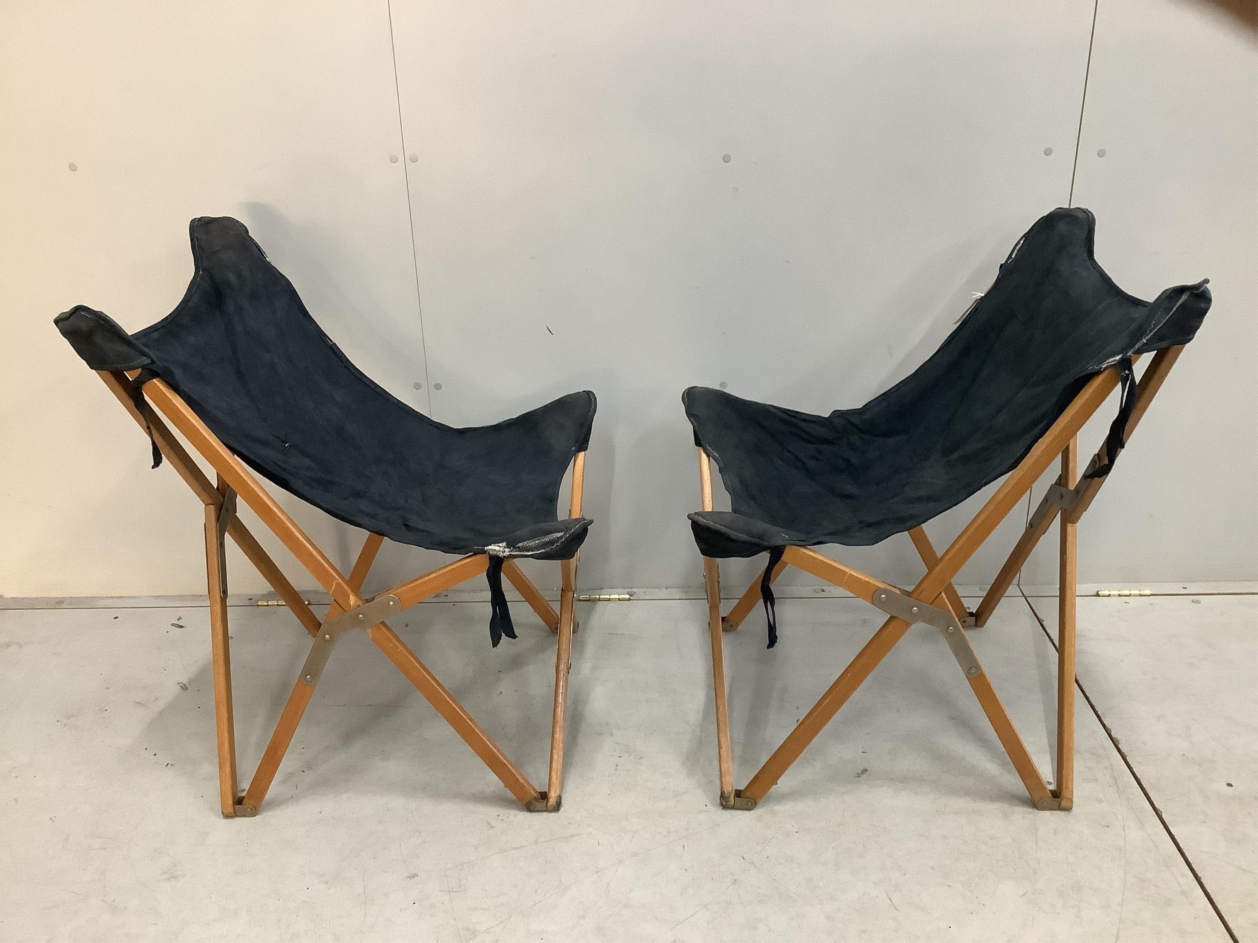 A pair of 1950's David Alfonsi Tripolini chairs for J.B. Fendy, width 56cm, depth 64cm, height 83cm. Condition - fair